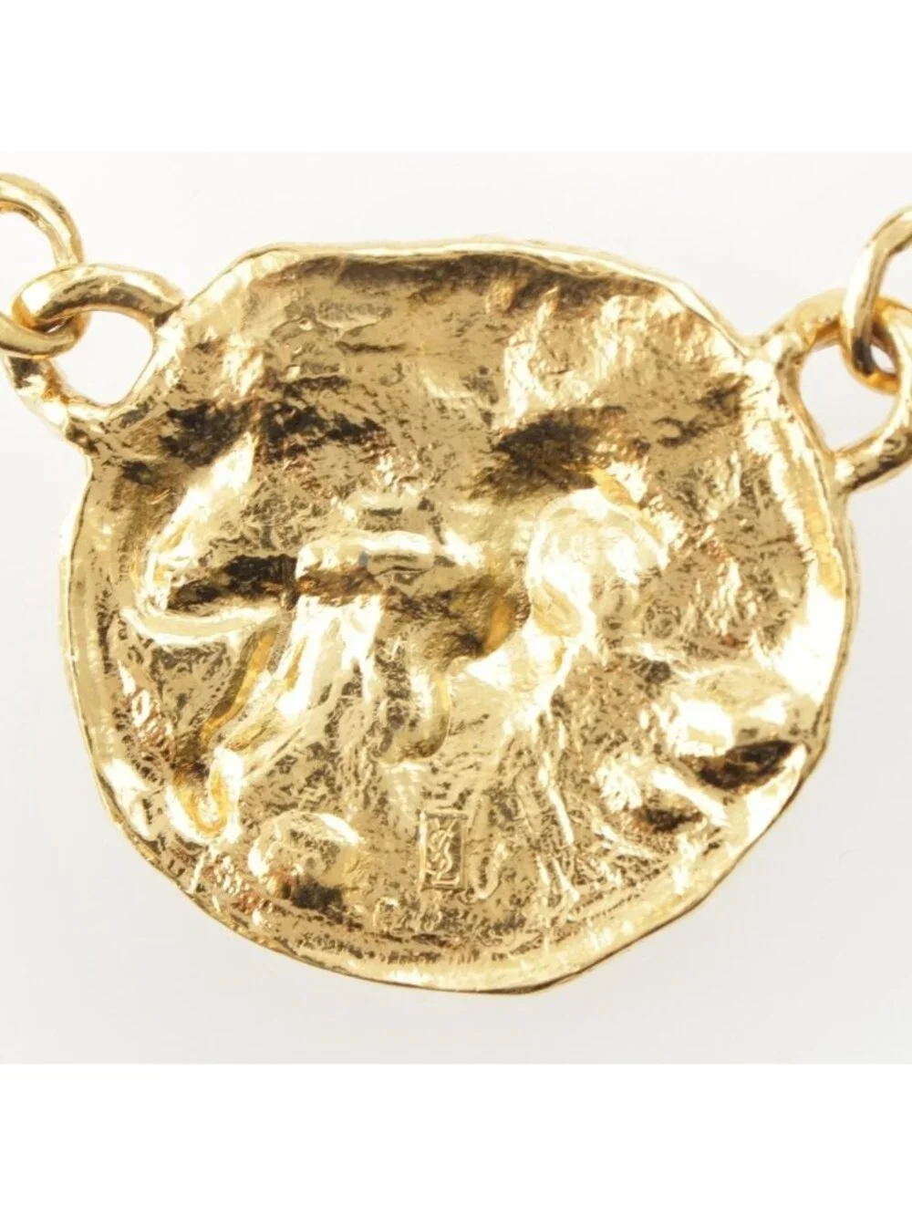 Saint Laurent Vintage Lion Medallion Animal Necklace Gold